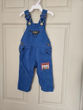 Vintage OshKosh B’gosh Overalls 12–18M Bear Patch Vestbak USA Style